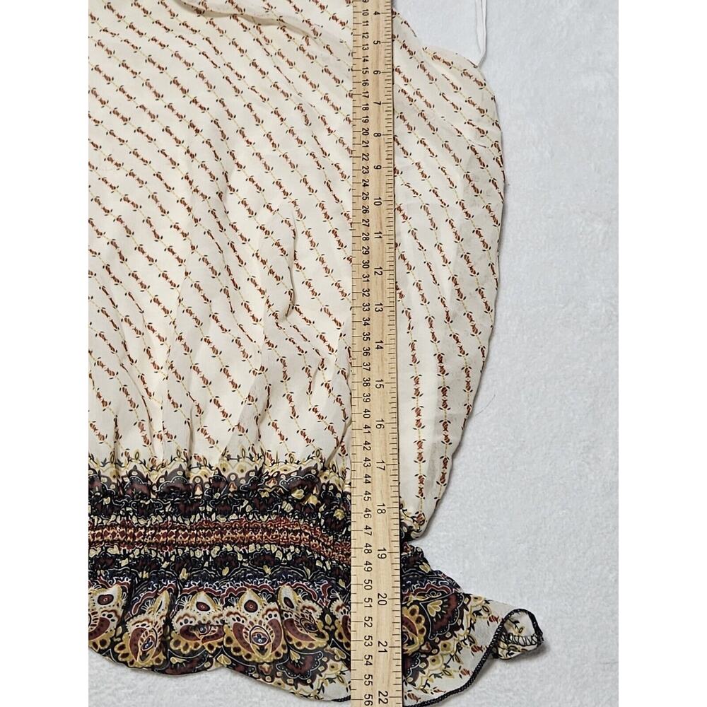 Blue Sketch Blouse Juniors Large Beige Sleeveless Sheer Floral Blouse Top - Picture 8 of 9